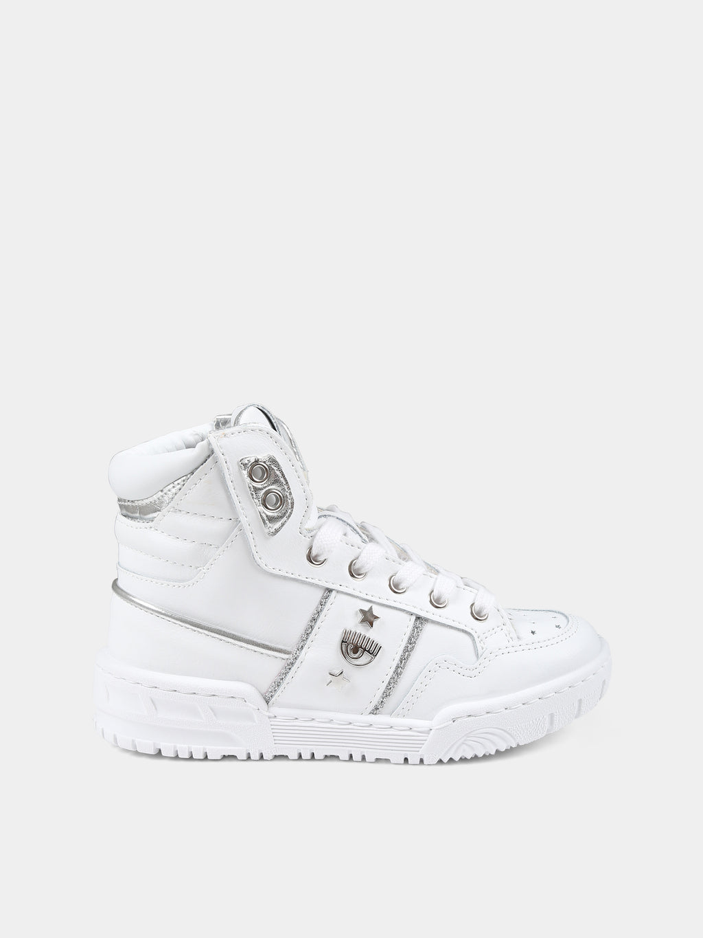 White sneakers for girl with eyestar